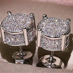 New Small Stone Stud Earrings Luxury Crystal Round Earrings Vintage